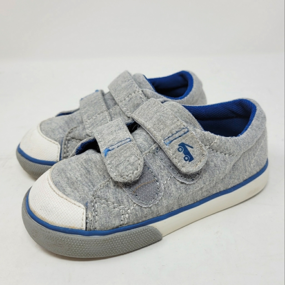 See Kai Run Basics Grey Jersey Double Strap Sneakers Sie 7
